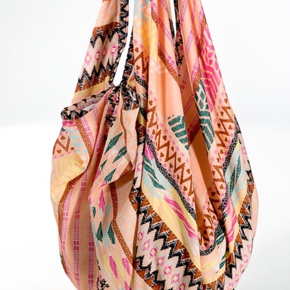 Boho Tribal Print Multicolor Zipper Large Size Shoulder Bag - Picture 5 of 5